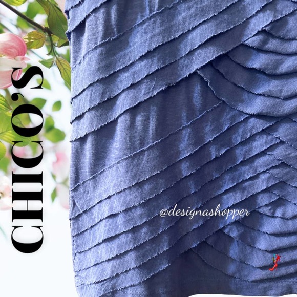 Chico's Pretty Blue Layered Tank Top Unique Layered front Size M/L - Picture 3 of 8